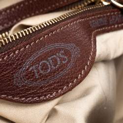 Pre Owned حقيبة تودز ساتشيل إبزيم جلد بني 