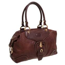 Pre Owned حقيبة تودز ساتشيل إبزيم جلد بني 