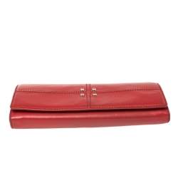 Pre Owned Tod's Red Leather Flap Continental Wallet