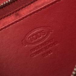 Pre Owned Tod's Red Leather Flap Continental Wallet