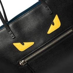 Pre Owned Fendi Black Leather Monster Roll Shopper Tote