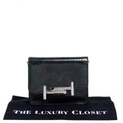 Tod's Dark Green Python Double T Flap Clutch 