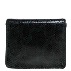 Tod's Dark Green Python Double T Flap Clutch 