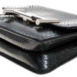 Tod's Dark Green Python Double T Flap Clutch 
