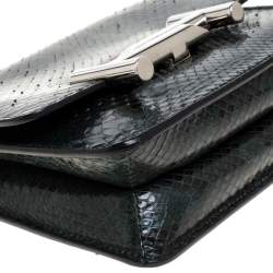 Tod's Dark Green Python Double T Flap Clutch 