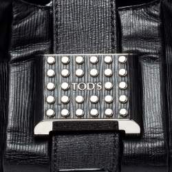 Tod's Black Leather Studded Lock Flap Shoulder Bag  