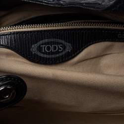 Tod's Black Leather Studded Lock Flap Shoulder Bag  