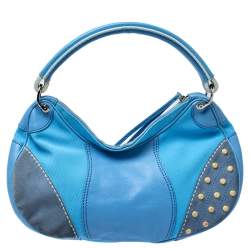 مملوكة مسبقًا Tod's Light Blue Canvas/Leather and Suede Hobo