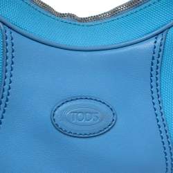 مملوكة مسبقًا Tod's Light Blue Canvas/Leather and Suede Hobo