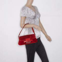 Tod's Red Suede Shoulder Bag