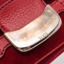 Tod's Red Suede Shoulder Bag