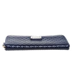 Pre Owned Tod's Navy Blue Signature Patent Leather Zip Around Wallet