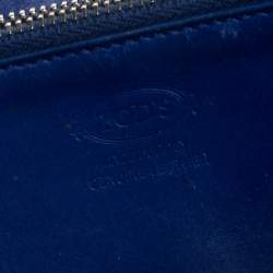 Pre Owned Tod's Navy Blue Signature Patent Leather Zip Around Wallet