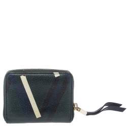 Tod's Green/Blue Leather Zip Around Compact Wallet