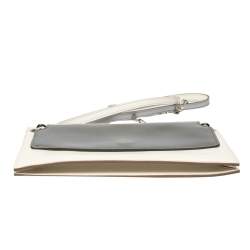 Tod's White/Silver Leather Flap Chain Clutch