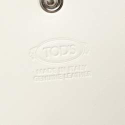 Tod's White/Silver Leather Flap Chain Clutch