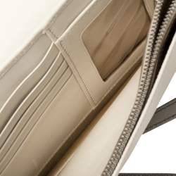 Tod's White/Silver Leather Flap Chain Clutch