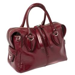 Pre Owned Tod's Burgundy Patent Leather Micro D-Styling Satchel