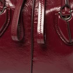 Pre Owned Tod's Burgundy Patent Leather Micro D-Styling Satchel