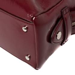 Pre Owned Tod's Burgundy Patent Leather Micro D-Styling Satchel