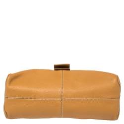 Pre Owned حقيبة كتف تودز تفاصيل إبزيم جلد منقوش بني فاتح