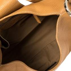 Pre Owned حقيبة كتف تودز تفاصيل إبزيم جلد منقوش بني فاتح