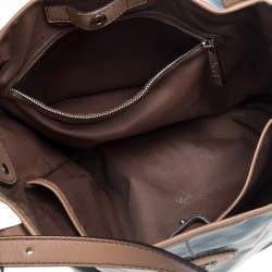 Pre Owned Tod's Blue/Beige Glazed Coated Canvas G-Line Easy Sacca Tote