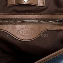 Pre Owned Tod's Blue/Beige Glazed Coated Canvas G-Line Easy Sacca Tote