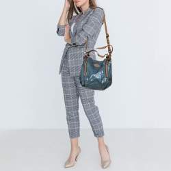 Pre Owned Tod's Blue/Beige Glazed Coated Canvas G-Line Easy Sacca Tote