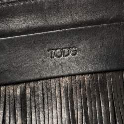 Pre Owned حقيبة ساتشل تودز سيلا جلد أسود مزينة شراشيب