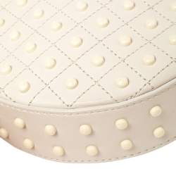 Pre Owned Tod's White Leather Round Gommini Crossbody Bag