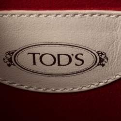 Pre Owned Tod's White Leather Round Gommini Crossbody Bag