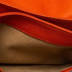 Pre Owned Tod's Orange Leather TT Ring Flap Crossbody Bag