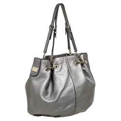 Pre Owned حقيبة يد تودز رباط سلسلة جلد مزخرف رصاصي ميتاليك