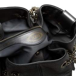 Pre Owned حقيبة يد تودز رباط سلسلة جلد مزخرف رصاصي ميتاليك