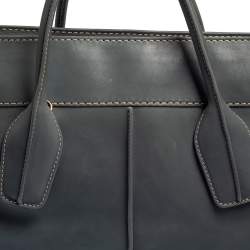 Pre Owned Tod's Stone Blue Leather Top Zip Tote