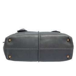 Pre Owned Tod's Stone Blue Leather Top Zip Tote