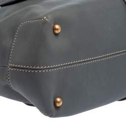 Pre Owned Tod's Stone Blue Leather Top Zip Tote