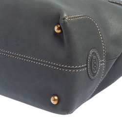 Pre Owned Tod's Stone Blue Leather Top Zip Tote