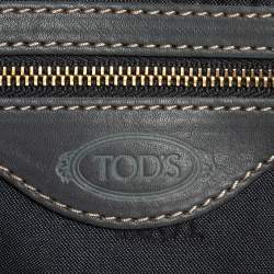 Pre Owned Tod's Stone Blue Leather Top Zip Tote