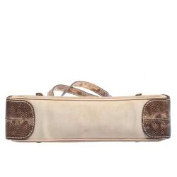 Pre Owned Tod's Beige Suede And Snakeskin Leather Baguette