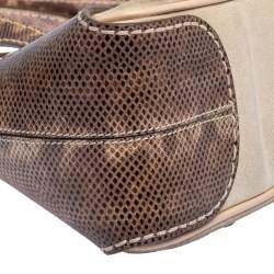 Pre Owned Tod's Beige Suede And Snakeskin Leather Baguette