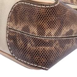 Pre Owned Tod's Beige Suede And Snakeskin Leather Baguette