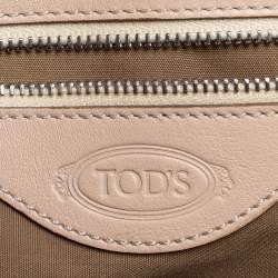 Pre Owned Tod's Beige Suede And Snakeskin Leather Baguette