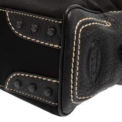 مملوكة مسبقًا Tod's Black Nylon and Leather Zip Shoulder Bag