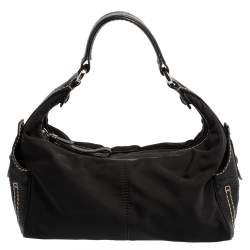 مملوكة مسبقًا Tod's Black Nylon and Leather Zip Shoulder Bag