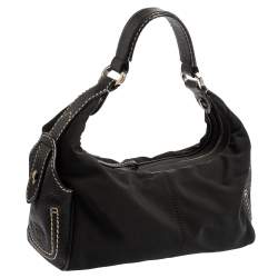 مملوكة مسبقًا Tod's Black Nylon and Leather Zip Shoulder Bag