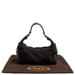 مملوكة مسبقًا Tod's Black Nylon and Leather Zip Shoulder Bag