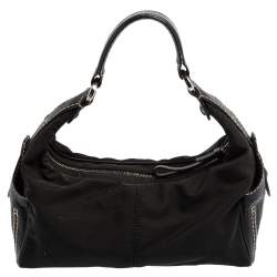 مملوكة مسبقًا Tod's Black Nylon and Leather Zip Shoulder Bag