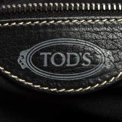 مملوكة مسبقًا Tod's Black Nylon and Leather Zip Shoulder Bag